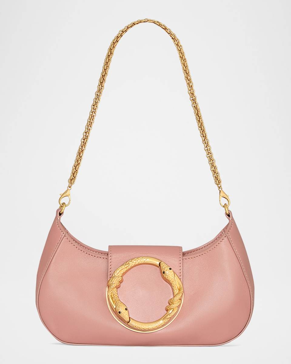 Snake Ring Leather Shoulder Bag